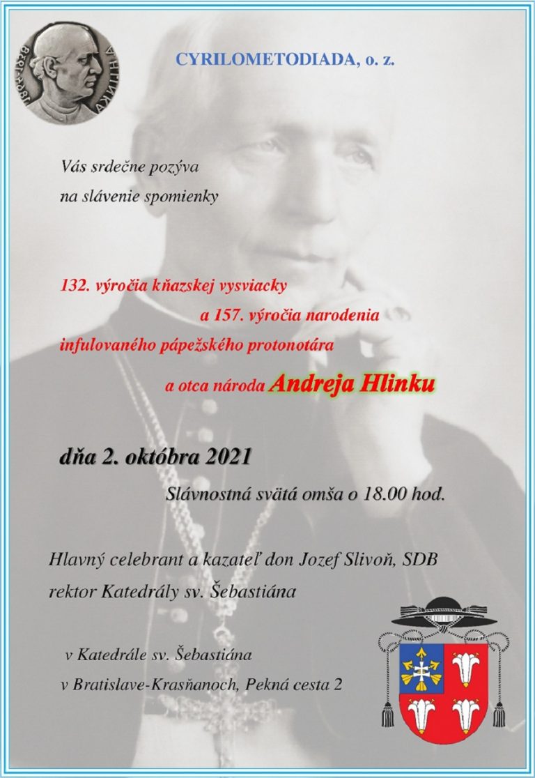 Slávnostnostná svätá omša pri príležitosti 157. výročia narodenia Andreja Hlinku