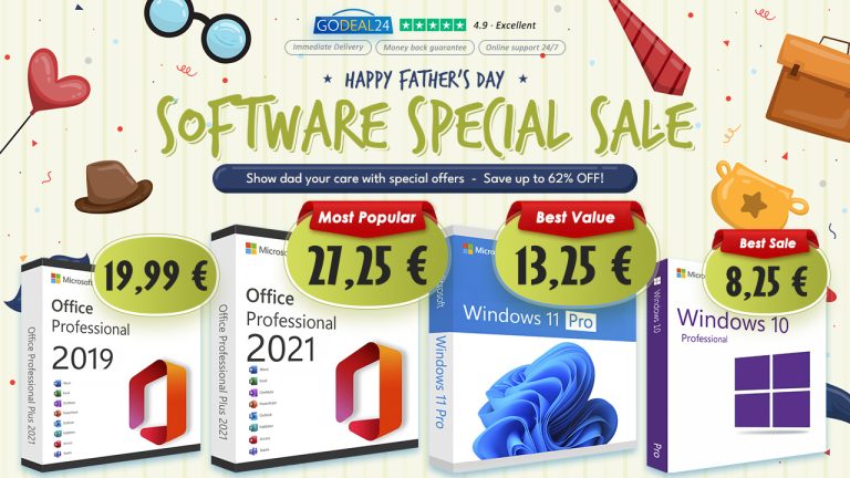 Vylepšite počítač svojho otca s doživotnými licenciami Office 2021 Pro za 27,25 €.