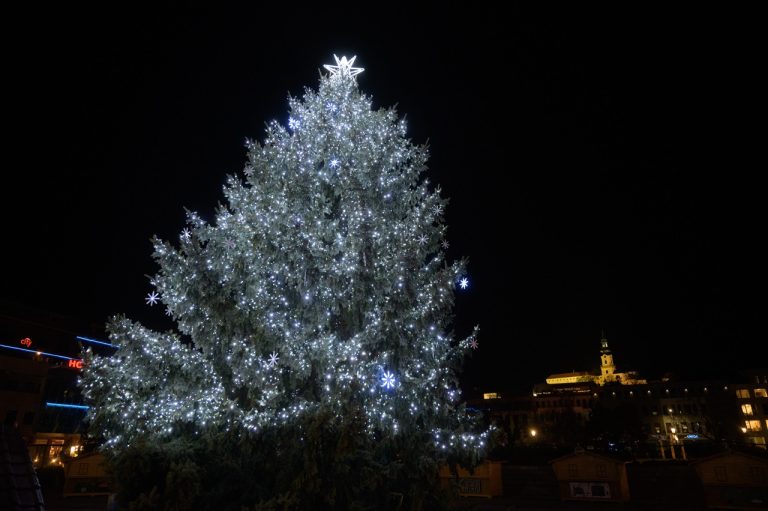 vianočný strom na Svätoplukovom námestí v Nitre