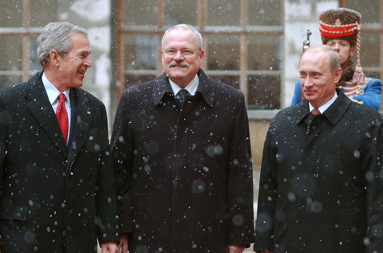 George Bush,Ivan Gašparovič a Vladimir Putin