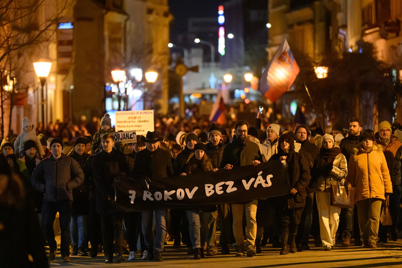 Spomienkové podujatie pri príležitosti 7. výročia vraždy novinára Jána Kuciaka a jeho snúbenice Martiny Kušnírovej v Nitre