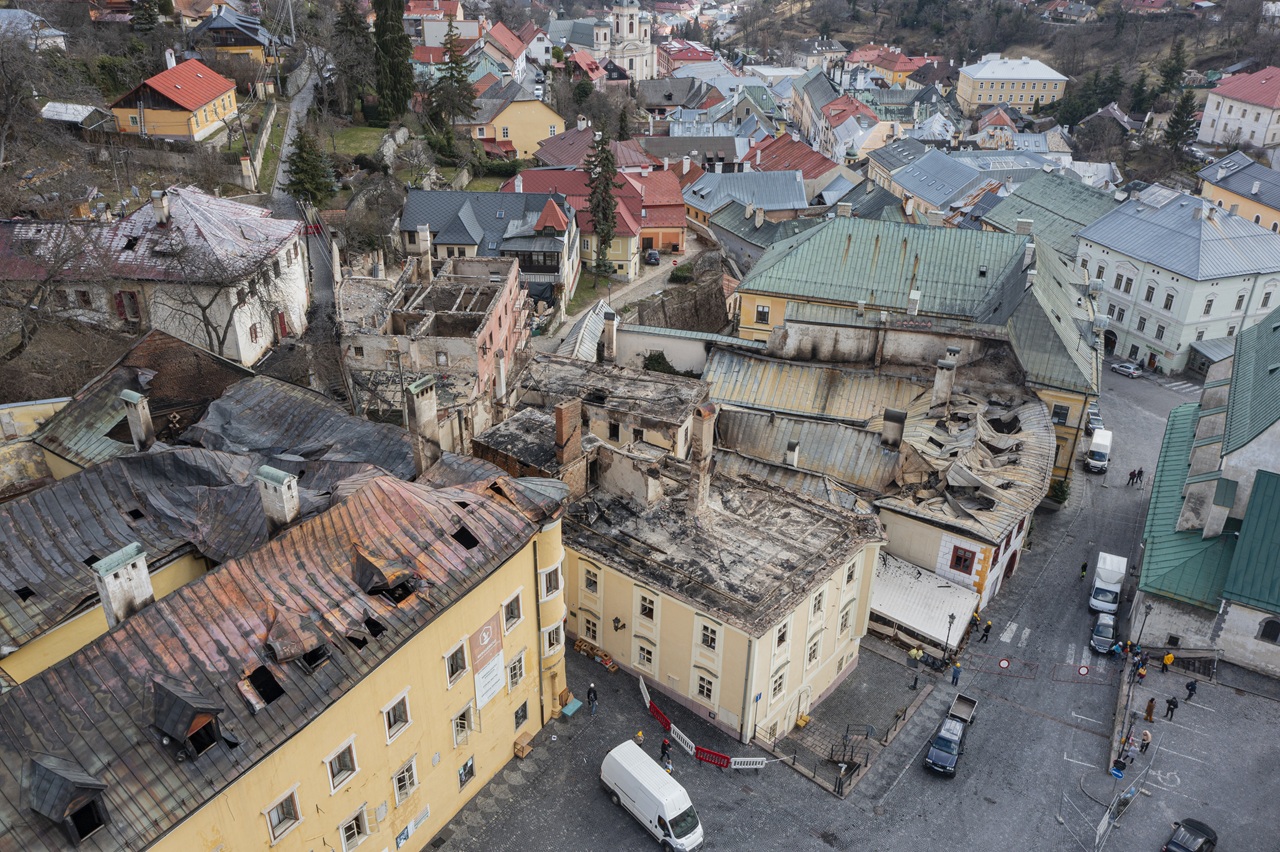 Banská Štiavnica centrum požiar